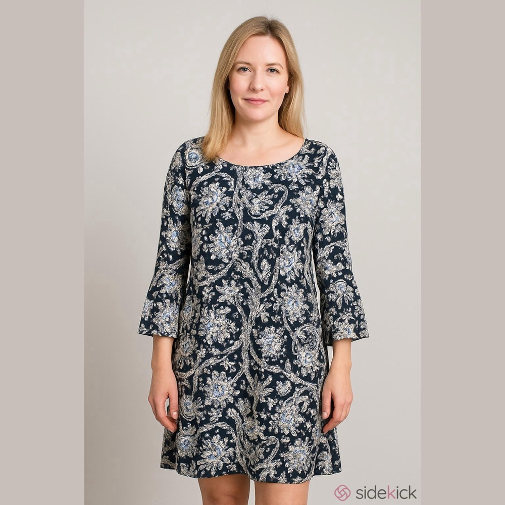 Westport Women's Dress Blue Floral Size 2X 3/4 Sleeve